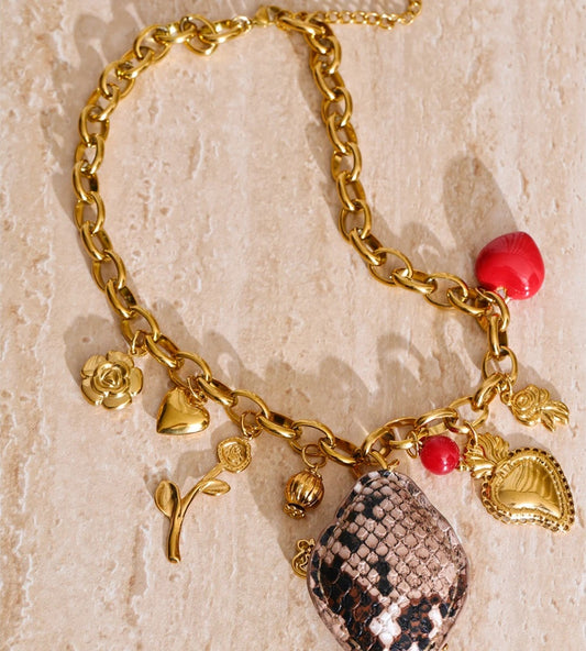 Acrylic flower heart charm pendant necklace - product image
