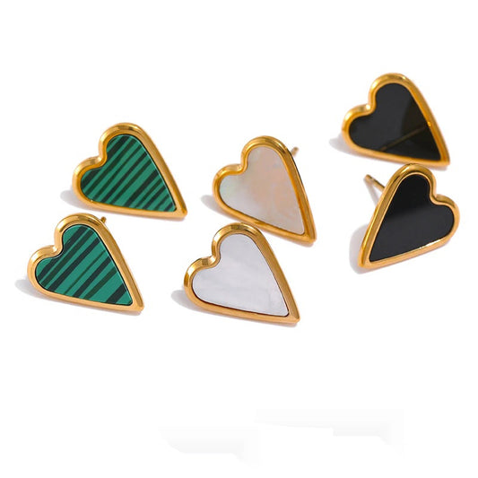 Acrylic shell heart minimalist stud earrings - product image
