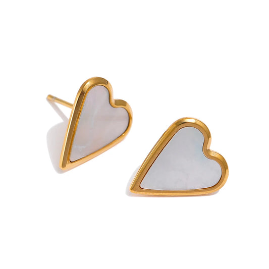 Acrylic shell heart minimalist stud earrings - product image