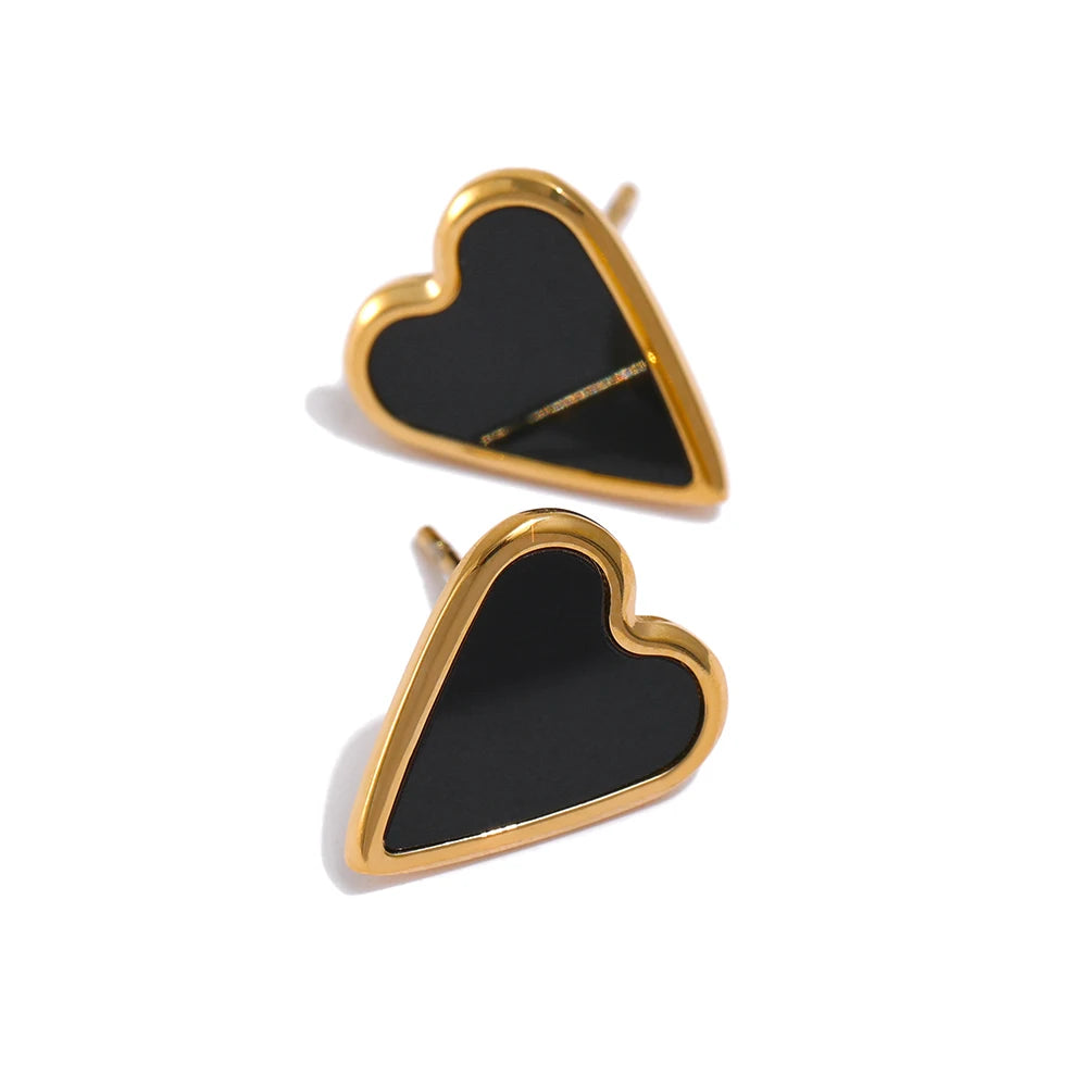 Acrylic shell heart minimalist stud earrings - product image