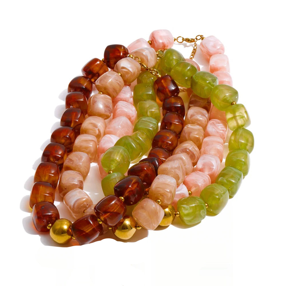 Acrylic square beads chain necklace bracelet set - product image
