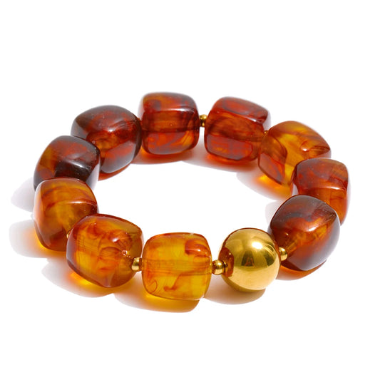 Acrylic square beads chain necklace bracelet set - product image