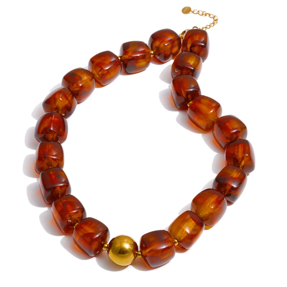 Acrylic square beads chain necklace bracelet set - product image