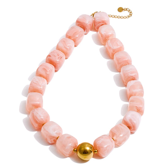 Acrylic square beads chain necklace bracelet set - product image