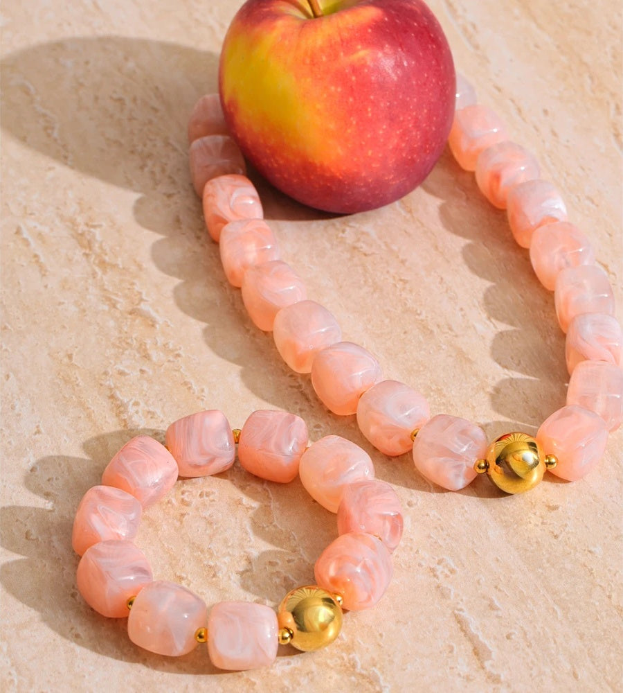 Acrylic square beads chain necklace bracelet set - product image