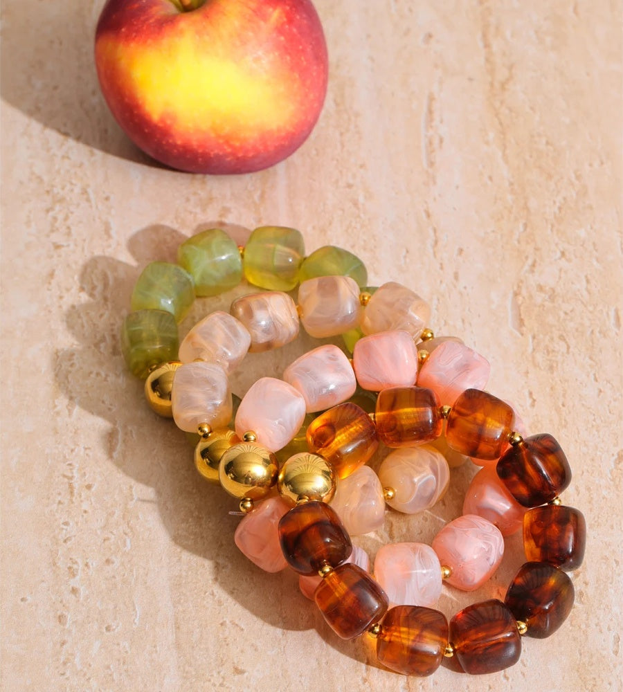Acrylic square beads chain necklace bracelet set - product image