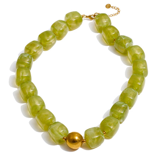 Acrylic square beads chain necklace bracelet set - product image