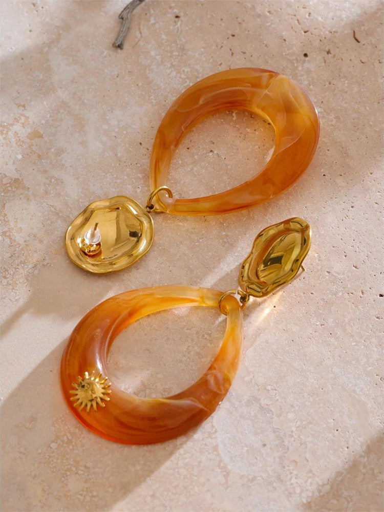 Acrylic water drop hollow dangle earrings - product image