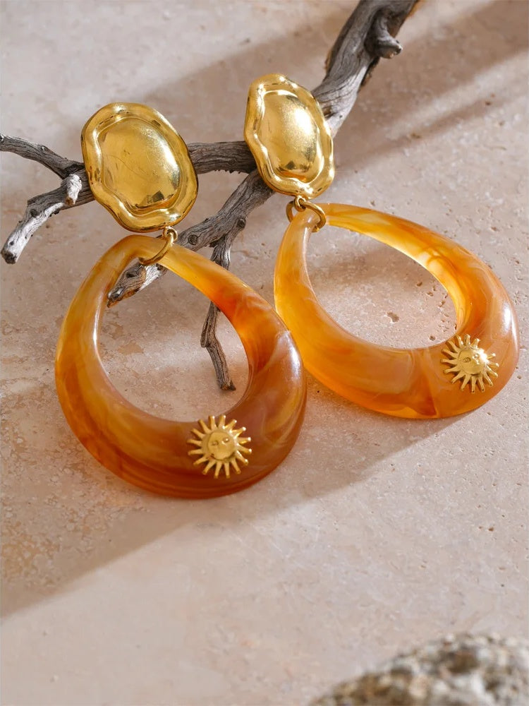 Acrylic water drop hollow dangle earrings - product image