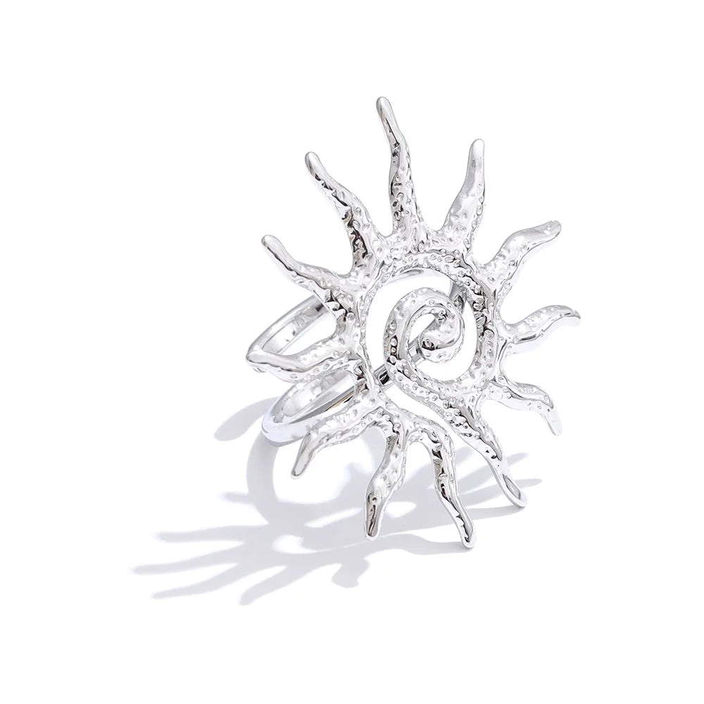 Adjustable abstract sun design women's ring - product image