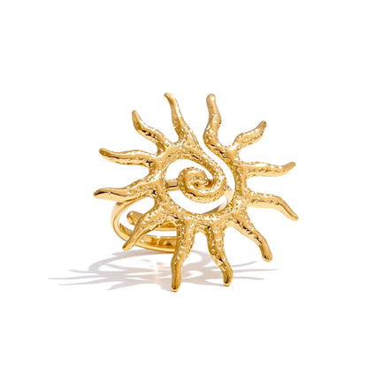 Adjustable abstract sun design women's ring - product image