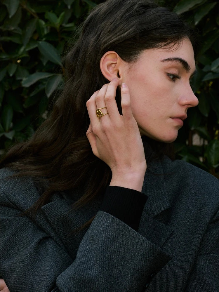 Adjustable alphabet letter open ring - product image
