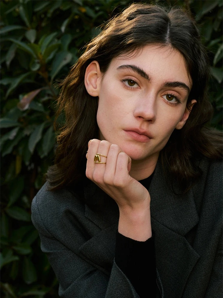 Adjustable alphabet letter open ring - product image