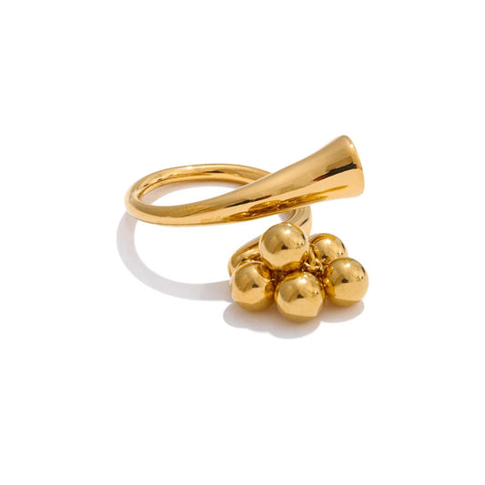Adjustable beads ball chunky abstract ring - product image