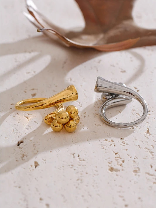 Adjustable beads ball chunky abstract ring - product image
