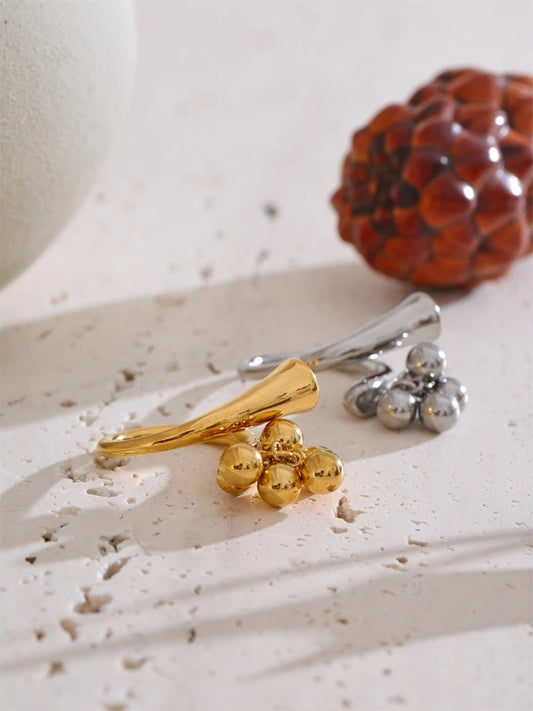 Adjustable beads ball chunky abstract ring - product image