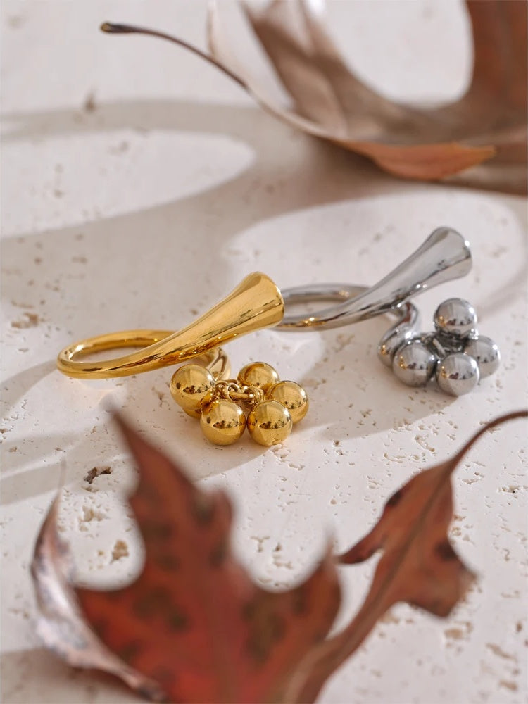 Adjustable beads ball chunky abstract ring - product image