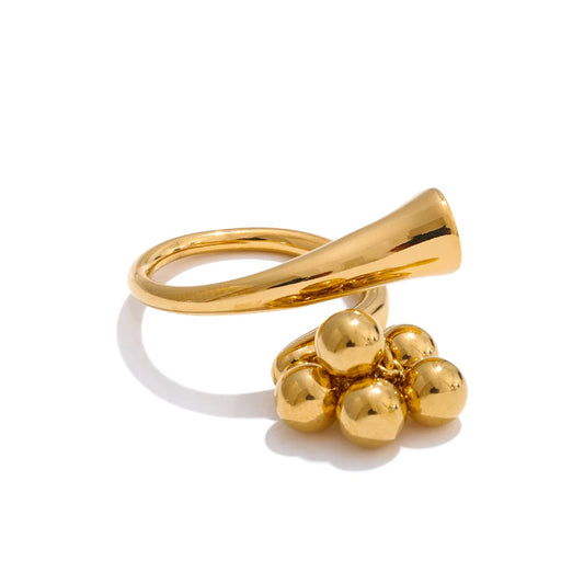 Adjustable beads ball chunky abstract ring - product image