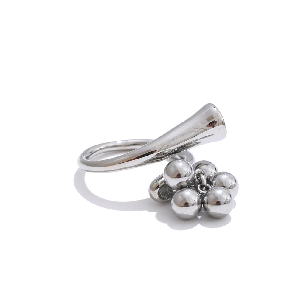 Adjustable beads ball chunky abstract ring - product image