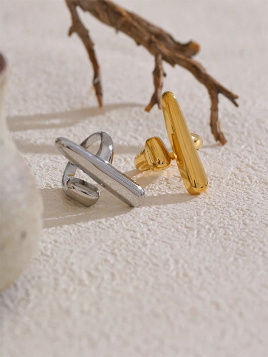 Adjustable contemporary chic double layer finger ring - product image