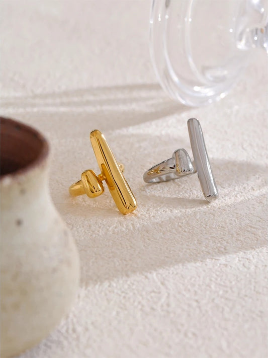 Adjustable contemporary chic double layer finger ring - product image
