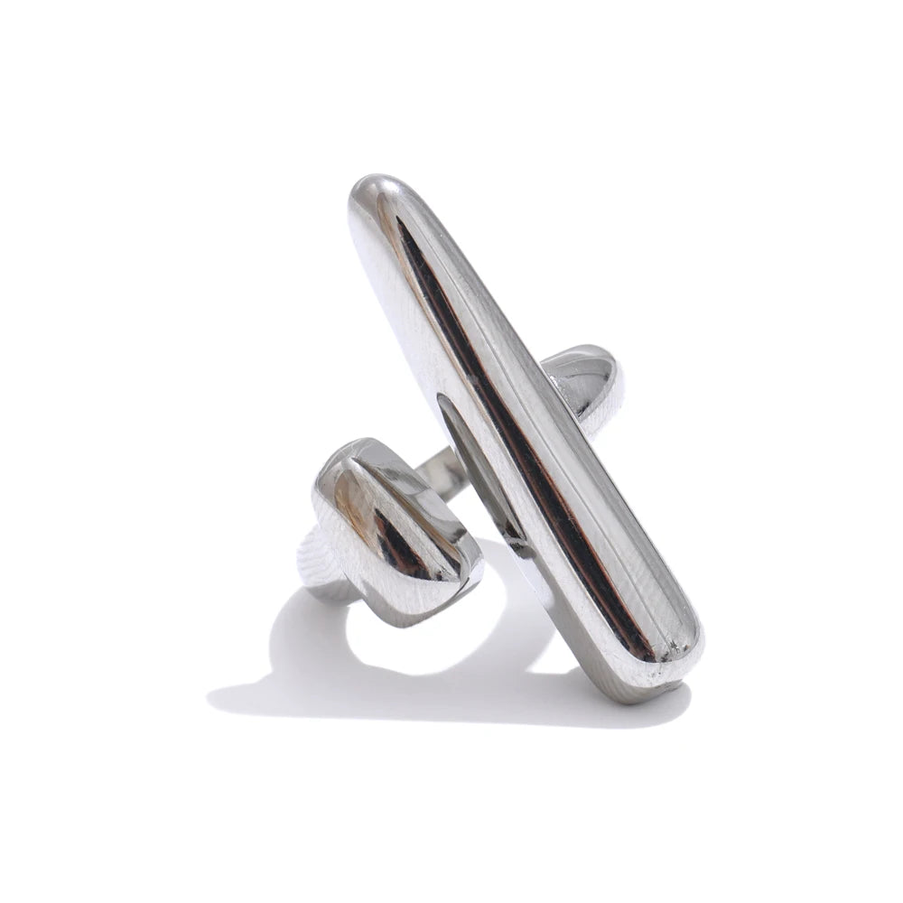 Adjustable contemporary chic double layer finger ring - product image