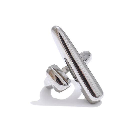 Adjustable contemporary chic double layer finger ring - product image