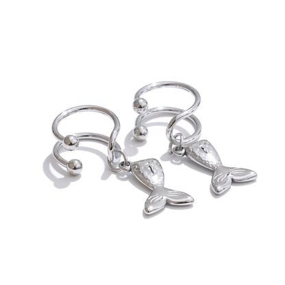 Adjustable contemporary clip on fish ear bone earrings - product image