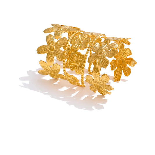 Adjustable flower cuff waterproof bracelet bangle - product image