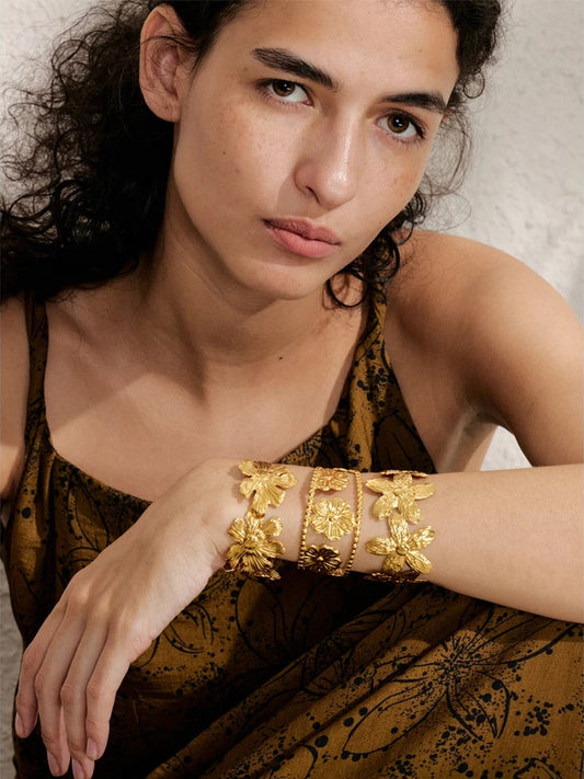 Adjustable flower cuff waterproof bracelet bangle - product image