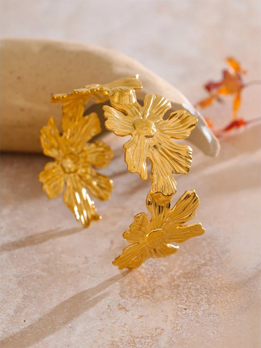 Adjustable flower cuff waterproof bracelet bangle - product image