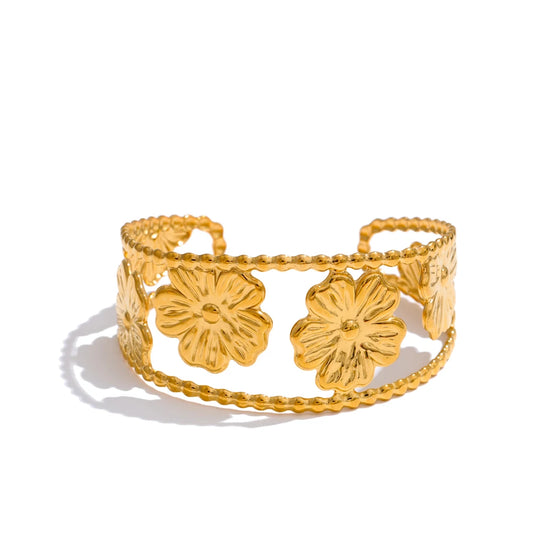 Adjustable flower cuff waterproof bracelet bangle - product image