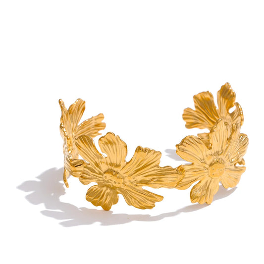 Adjustable flower cuff waterproof bracelet bangle - product image