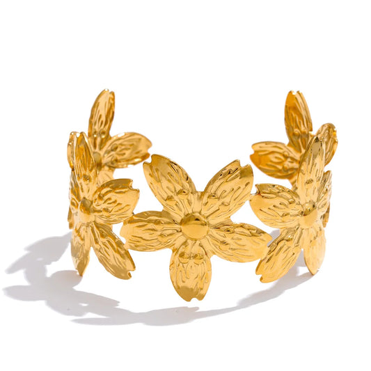 Adjustable flower cuff waterproof bracelet bangle - product image