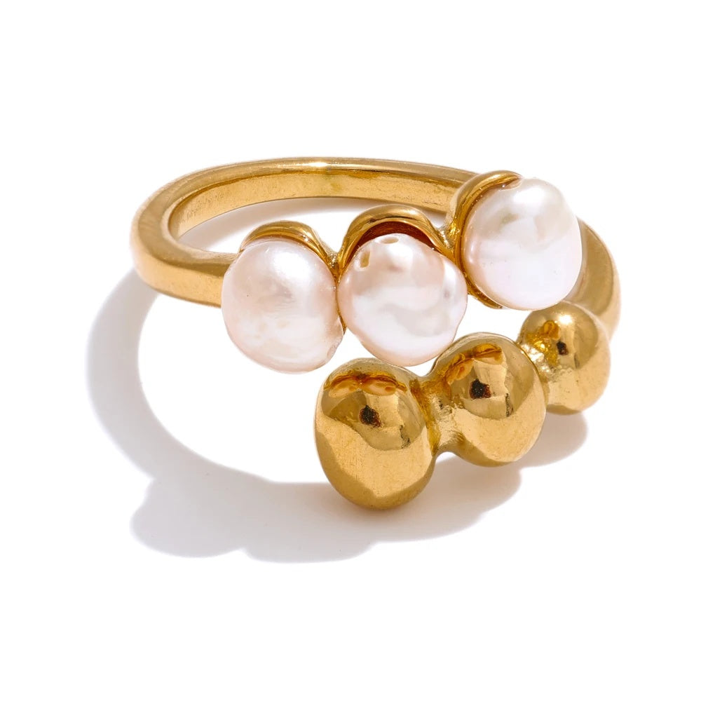 Adjustable freshwater pearl modern ring - product image