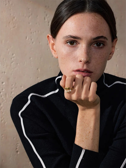 Adjustable freshwater pearl modern ring - product image