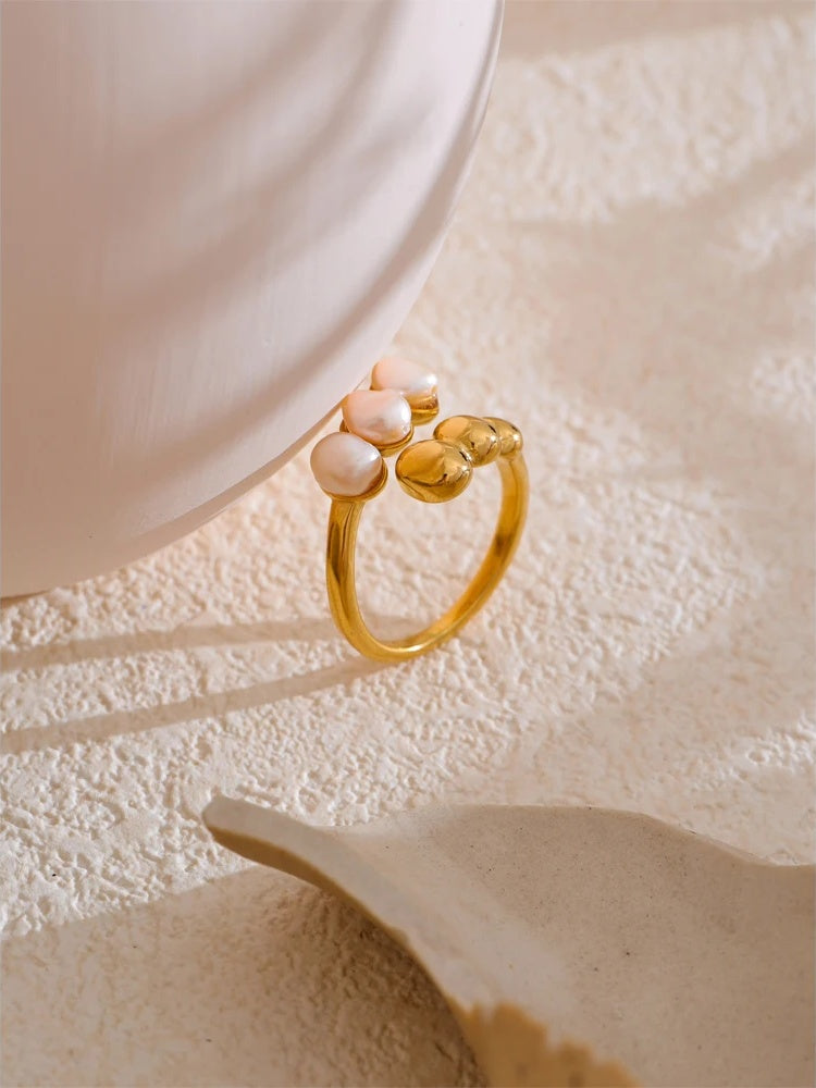 Adjustable freshwater pearl modern ring - product image