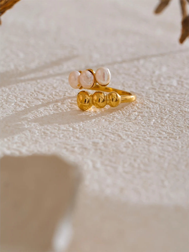 Adjustable freshwater pearl modern ring - product image