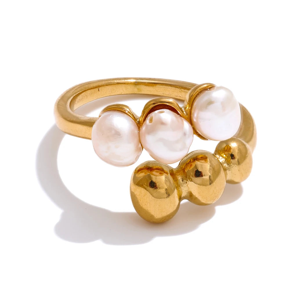 Adjustable freshwater pearl modern ring - product image
