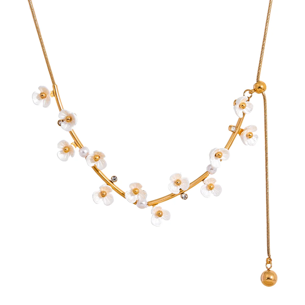 Adjustable length sweet flowers chain necklace - product image