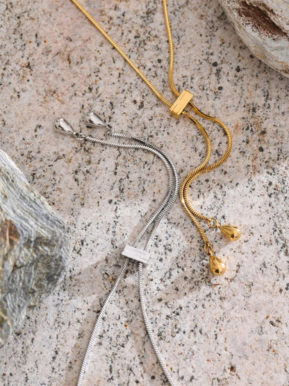 Adjustable long chain abstract pendant necklace - product image