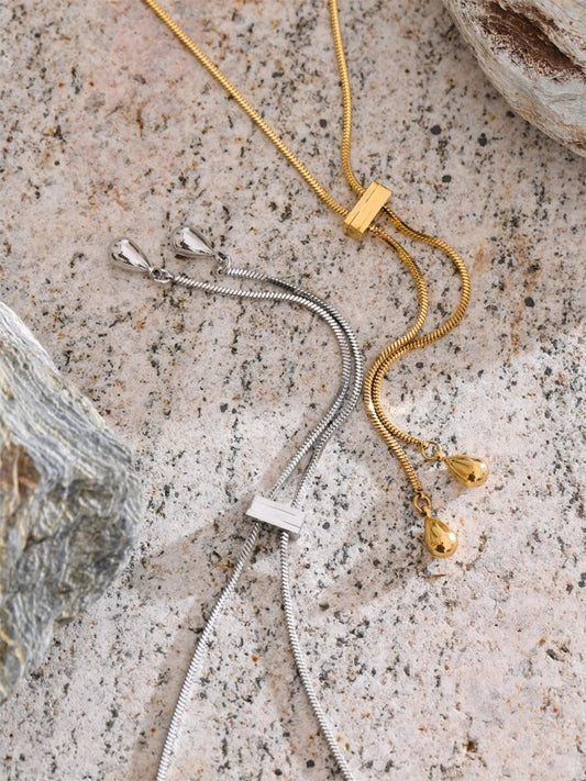 Adjustable long chain abstract pendant necklace - product image