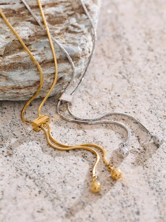 Adjustable long chain abstract pendant necklace - product image