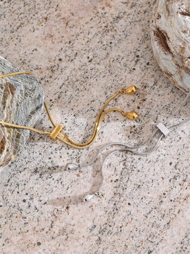Adjustable long chain abstract pendant necklace - product image