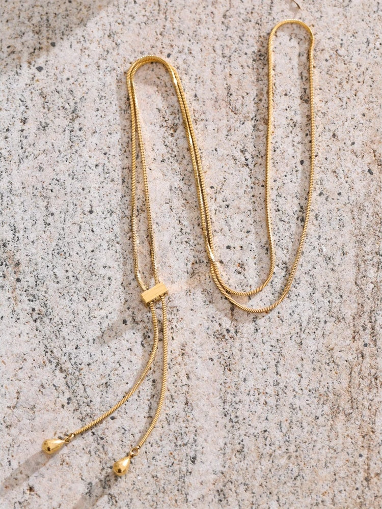 Adjustable long chain abstract pendant necklace - product image