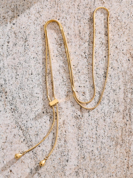 Adjustable long chain abstract pendant necklace - product image