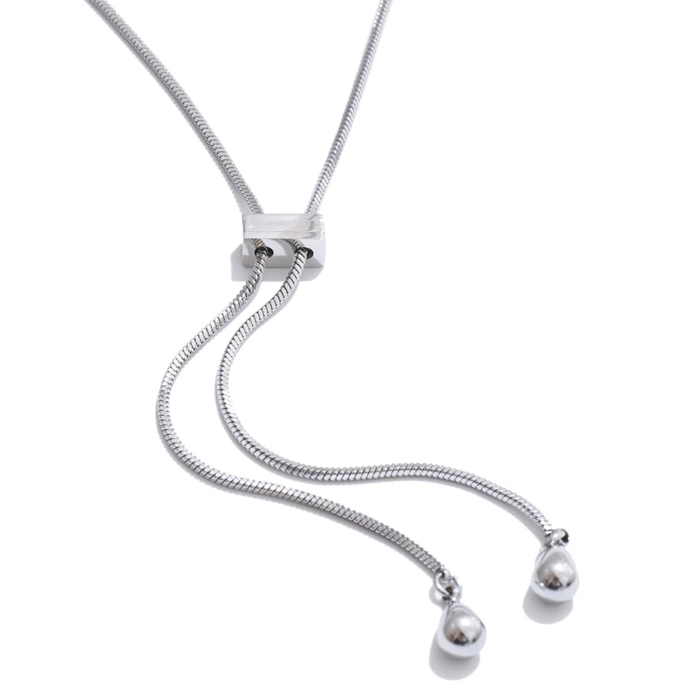 Adjustable long chain abstract pendant necklace - product image