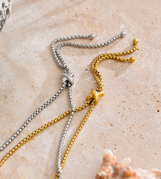 Adjustable long chain drop pendant necklace - product image