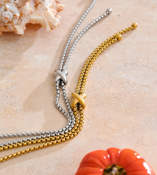 Adjustable long chain drop pendant necklace - product image