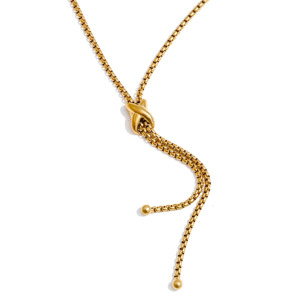 Adjustable long chain drop pendant necklace - product image